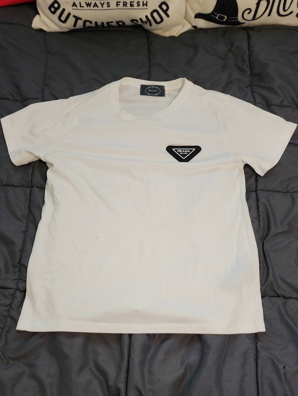Authentic Prada White Patch Shirt Size Small - Picture 1 of 4